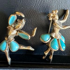 Lovely stylized pins of male and female ballerinas